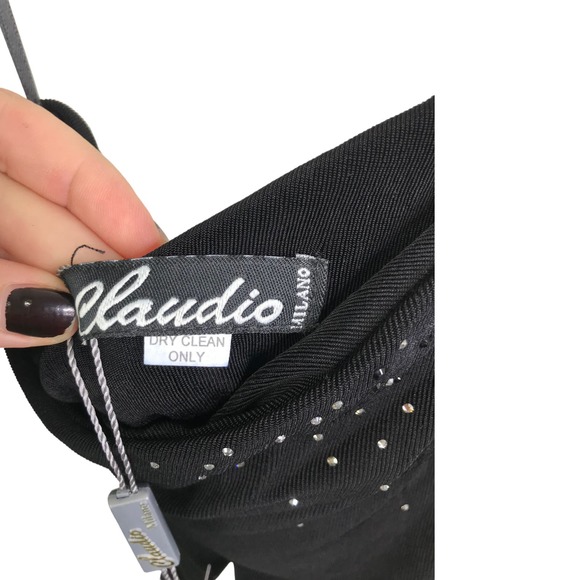 Claudio Milano Women One-Shoulder Top Black Diamond Evening Swarovski Crystals S - Picture 9 of 11